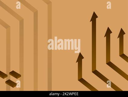 Arrow system pointing upwards symbolizing successful project completion achieving promotion. Diagram chart displaying successful achievement financial goal plans. Stock Photo