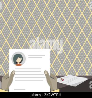 Hands Holding Resume Showing New Career Opportunities Open. Curriculum Vitae Carried Palms For Job Search And Promotions. Stock Photo