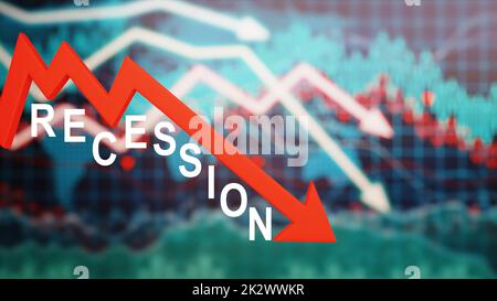 Econimical crisis concept. Spread in the world, economy is down. 3d illustration Stock Photo