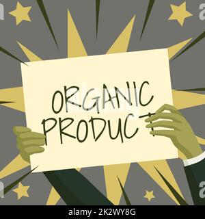 Inspiration showing sign Organic Product. Business approach made from materials produced by organic agriculture Hands Holding Paper Showing New Ideas Surrounded With Stars. Stock Photo