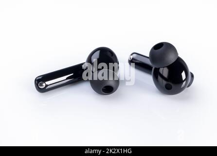 Wireless headphones on a white Stock Photo