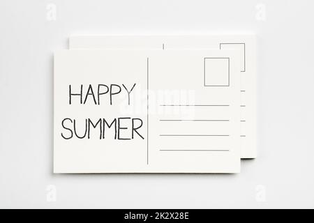 Conceptual display Happy Summer. Concept meaning Beaches Sunshine Relaxation Warm Sunny Season Solstice Flashy School Office Supplies, Teaching Learning Collections, Writing Tools Stock Photo