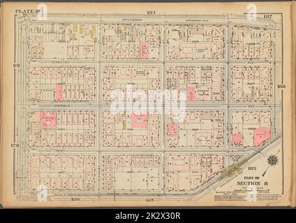 Cartographic, Maps. 1927. Lionel Pincus and Princess Firyal Map Division. Real property , New York (State) , New York, Manhattan (New York, N.Y.) Plate 184, Part of Section 8: Bounded by Broadway, Isham Street, Amsterdam Avenue, Nagle Avenue and Dyckman Street Stock Photo
