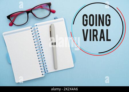 Conceptual caption Going Viral. Word Written on image video or link that spreads rapidly through population Flashy School Office Supplies, Teaching Learning Collections, Writing Tools