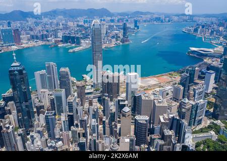 Victoria Peak, Hong Kong 25 August 2021: Hong Kong city Stock Photo
