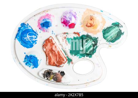 Art palette with stains of watercolor paint Stock Photo