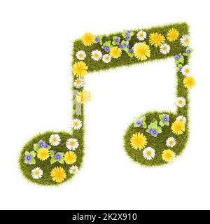 Flowery Grassy Musical Notes Symbol Shape Isolated Stock Photo