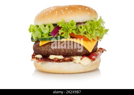 Hamburger Cheeseburger fastfood fast food isolated on a white background Stock Photo