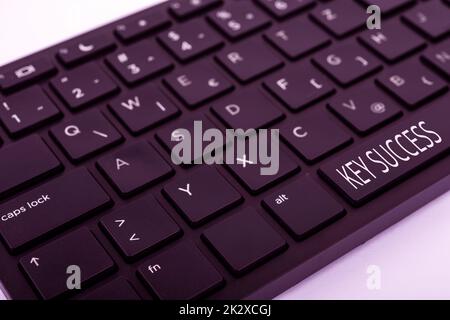Conceptual display Key Success. Concept meaning generally three to five areas that company may focus on Computer Keyboard And Symbol.Information Medium For Communication. Stock Photo