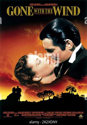 Vivien Leigh, Clark Gable  Gone With The Wind 1939.  Gone With The Wind Movie Poster Stock Photo