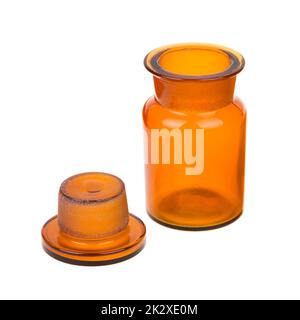 Empty vintage apothecary bottle with open lid Stock Photo