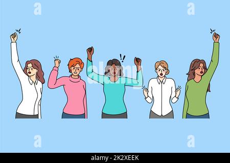 Multiethnic women on demonstration again gender demonstration Stock Photo