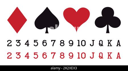 Set element casino playing cards symbols on white background - Vector Stock Photo