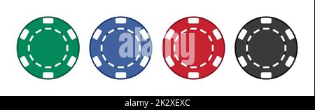 Set 4 different poker chips casino element on white background - Vector Stock Photo