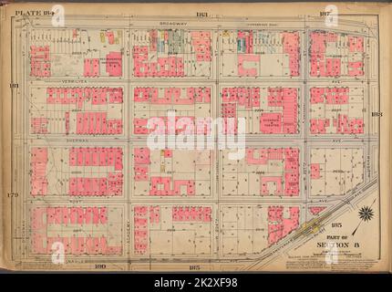 Cartographic, Maps. 1921 - 1923. Lionel Pincus and Princess Firyal Map Division. Real property , New York (State) , New York, Manhattan (New York, N.Y.) Plate 184: Bounded by Broadway, Isham Street, Amsterdam Avenue, Nagle Avenue and Dyckman Street Stock Photo