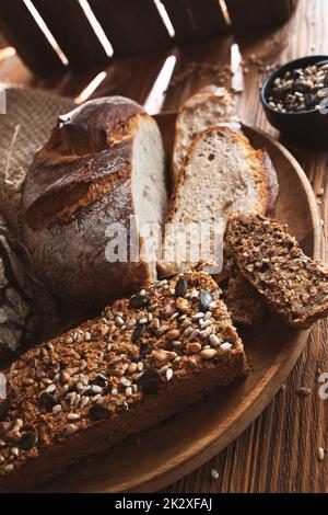 Different sorts of fresh bread Stock Photo