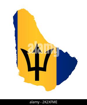 Barbados Islands In Silhouette With Flag Stock Photo