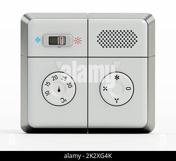 Air conditioner panel isolated on white background. 3D illustration Stock Photo