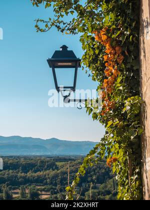 A street lamp in the picturesque town of Mirmande - Southern France Stock Photo