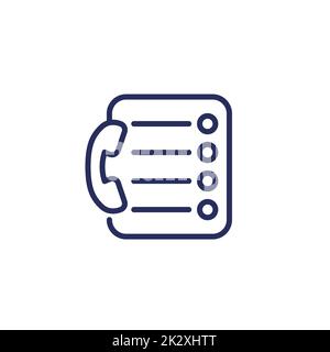 call list line icon with a phone Stock Vector