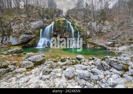 Waterfall Virje (Slap Virje), Triglavski national park, Slovenia Stock Photo