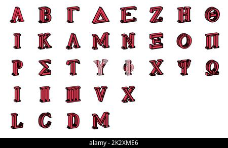 Greek Alphabet Letters In 3D Stock Photo