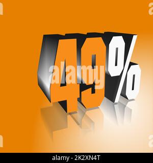 49%, 49 percent as a 3D illustration, 3D rendering Stock Photo - Alamy