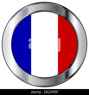 Button Of The French National Flag Stock Photo