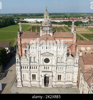 Wonderful view of Certosa di Pavia at sunny day close up Stock Photo