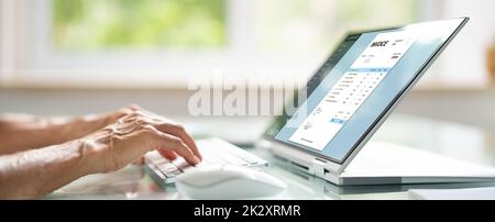 Woman Using Electronic Invoice Bill Stock Photo