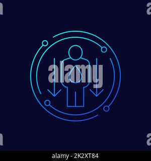 dehydration, low body water line vector icon Stock Vector