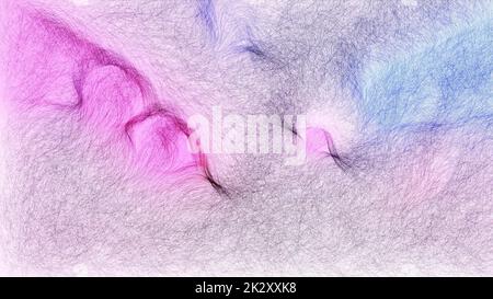 Color threads hand draw digital art Stock Photo