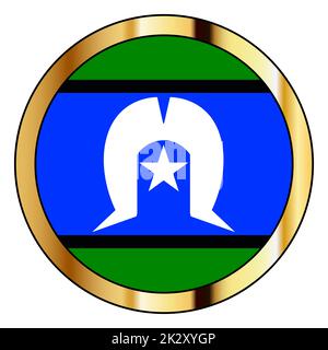 Torres Strait Islander Flag Button Stock Photo