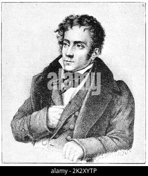 Portrait of Francois-Rene de Chateaubriand - a French writer, politician, diplomat and historian. Illustration of the 19th century. White background. Stock Photo