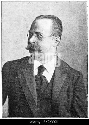 Portrait of Ernst von Wildenbruch - a German poet and dramatist. Illustration of the 19th century. White background. Stock Photo