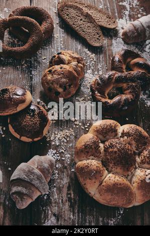 Assorted types of baked pastry Stock Photo