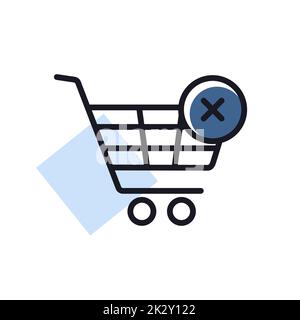 Shopping cart with cross sign vector icon Stock Photo