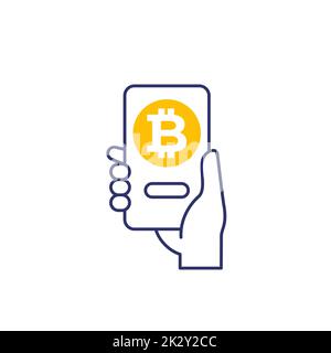 bitcoin wallet, mobile app for crypto icon Stock Vector