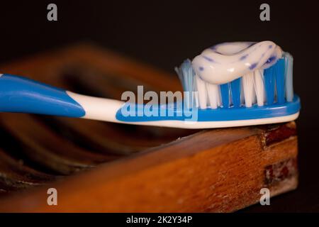 toothpaste on a toothbrush Stock Photo