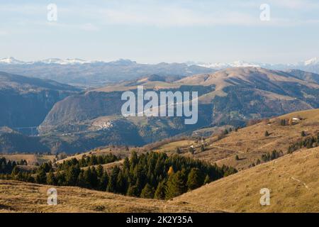 Mount Grappa autumn landscape. Italian Alps view Stock Photo