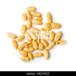 Roasted peeled peanuts isolated on white background. Stock Photo