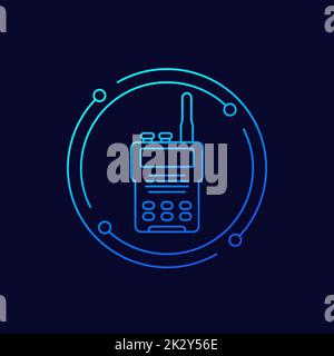 radio set, portable transceiver line vector icon Stock Vector