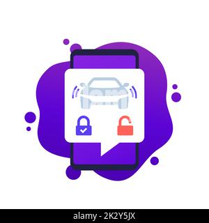 smart lock for a car mobile app, vector design Stock Vector