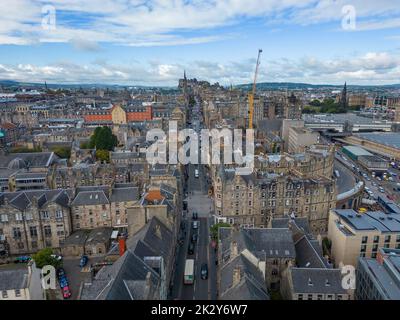 Aerial view of the Royal Mile in Edinburgh, Scotland, UK Stock Photo