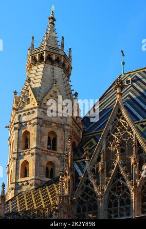 Gotik, Kirche, Figuren, Österreich, Wien Kirche, Wien Dom, Stephansdom, er ist das Wahrzeichen von Wien Stock Photo