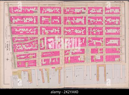 Cartographic, Maps. 1893. Lionel Pincus and Princess Firyal Map Division. New York (N.Y.) Plate 10 Map bounded by E. Broadway, Clinton St., East River, Catharine St. Stock Photo