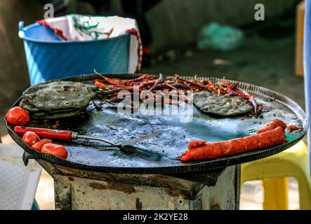 Food sold on the streets in Mexico taco and tortilla Stock Photo