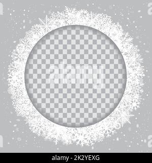 Christmas winter season photo round frame Stock Vector