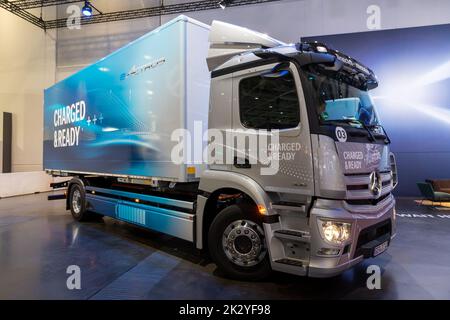 Mercedes Benz eActros 300 Tractor electric truck at the Hannover IAA Transportation Motor Show. Germany - September 20, 2022 Stock Photo