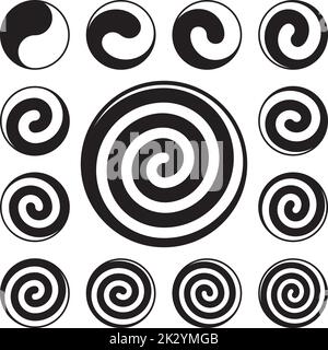 Logo Template. Set of Spiral, Yin Yang and Circle Logo Templates. Vector Illustration Stock Vector